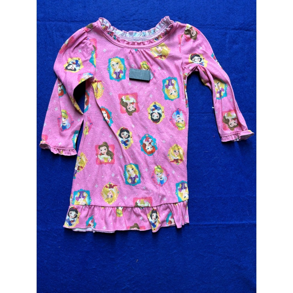 Princesscore Toddler Disney Collection Nightgown 2T Pink Long Sleeve Ruffle Trim